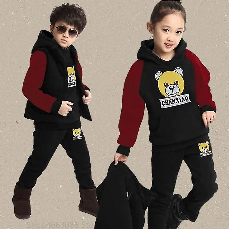 Kids Sports Suit Clothing - Letter Vest, Hoodies, and Pants Tracksuit for Warm Sports Clothing, 3ps Sport Suit