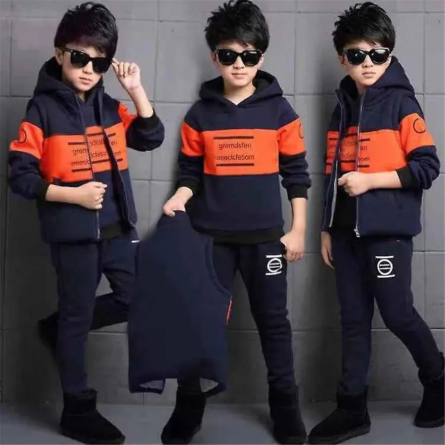 Kids Sports Suit Clothing - Letter Vest, Hoodies, and Pants Tracksuit for Warm Sports Clothing, 3ps Sport Suit