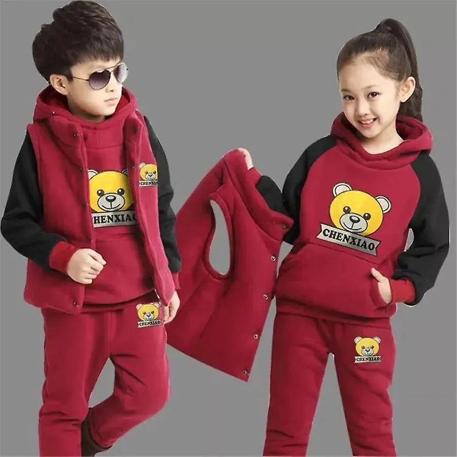 Kids Sports Suit Clothing - Letter Vest, Hoodies, and Pants Tracksuit for Warm Sports Clothing, 3ps Sport Suit