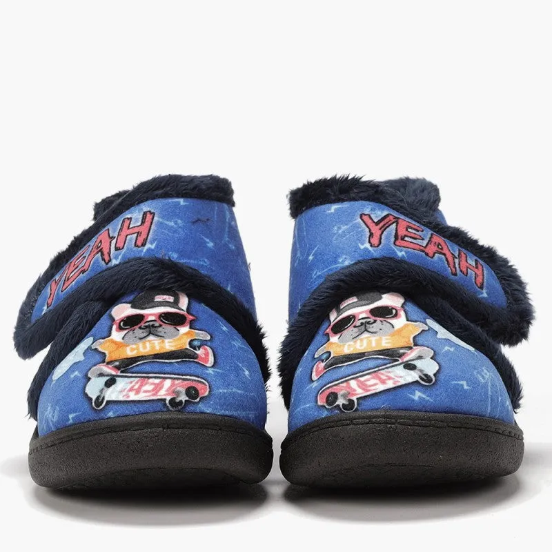 Kids Strap Over Strap Bedroom Slippers Cool Dog Theme Plumaflex sale