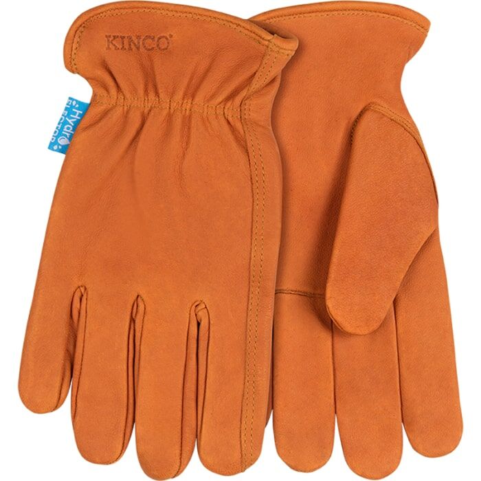 Kinco HydroFlector Water-Resistant Premium Grain Buffalo Driver Gloves in Rust