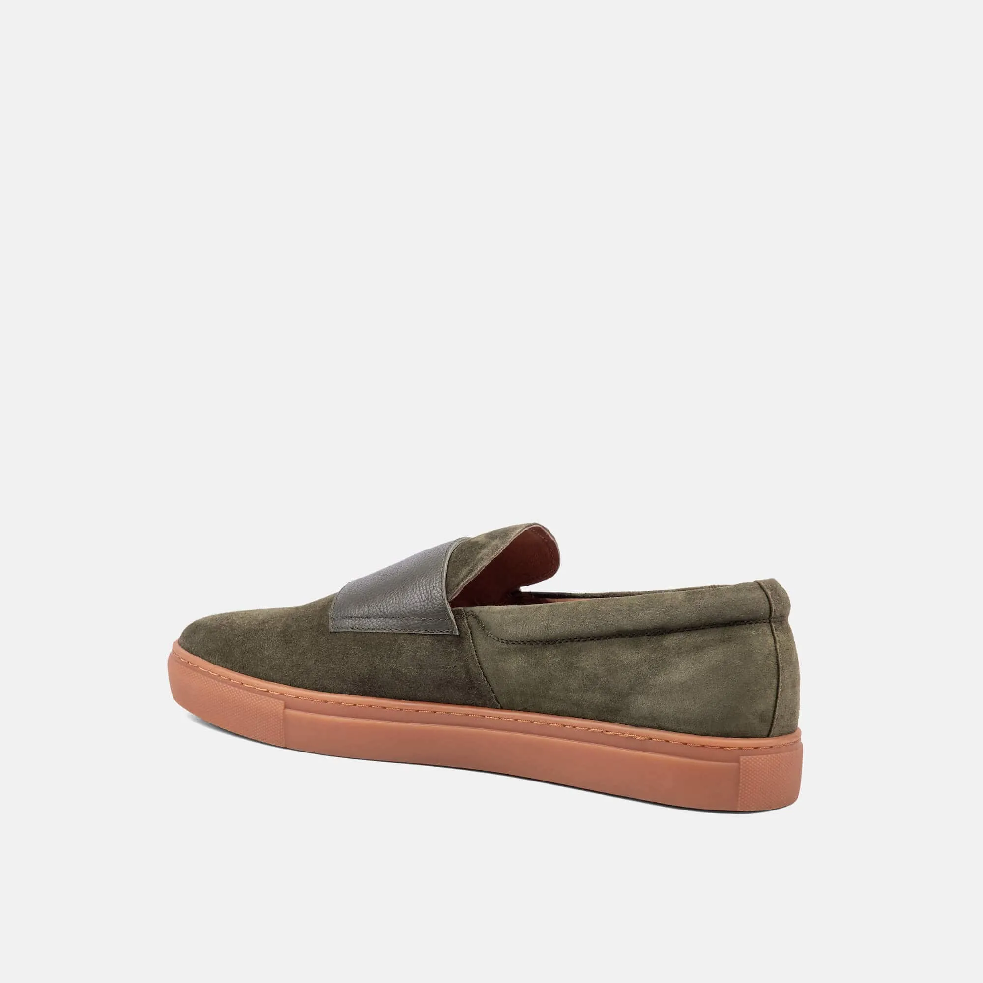 Kyler Leather Monk Strap Sneakers, Olive