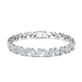 Lab Grown Diamond Pear Shapes Tennis Bracelet - 14k White Gold, 8.00ct