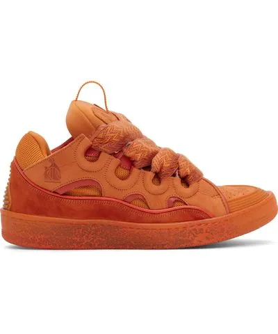 Lanvin Orange Leather Curb Sneakers