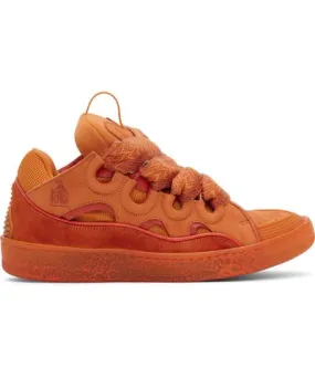 Lanvin Orange Leather Curb Sneakers