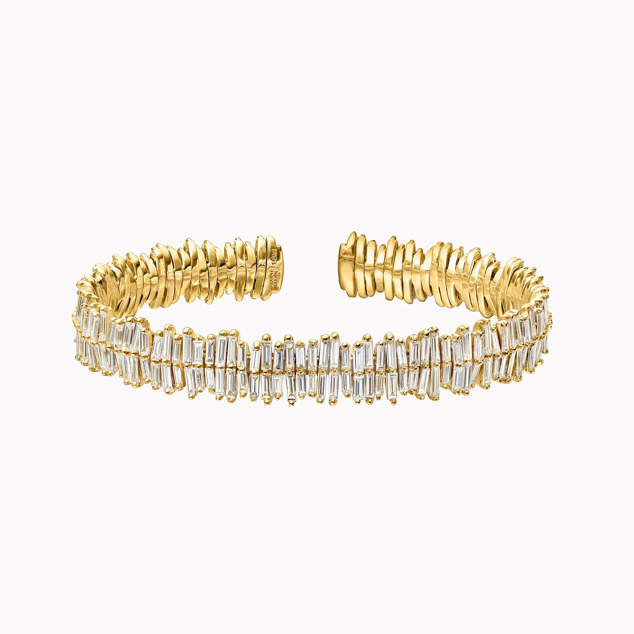 Large Baguette Diamond Bangle - Two Row