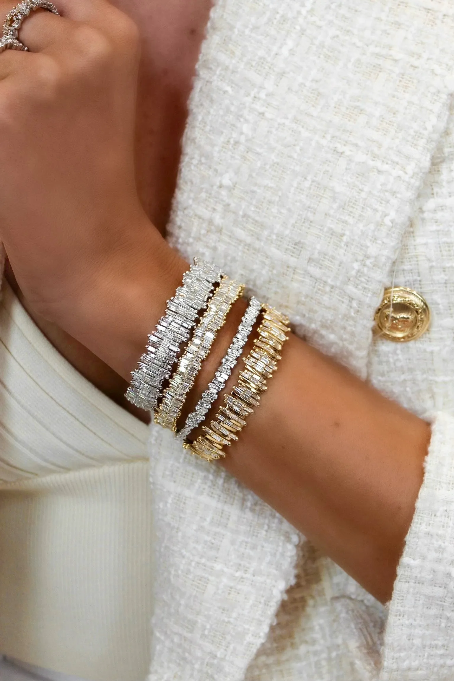 Large Baguette Diamond Bangle - Two Row