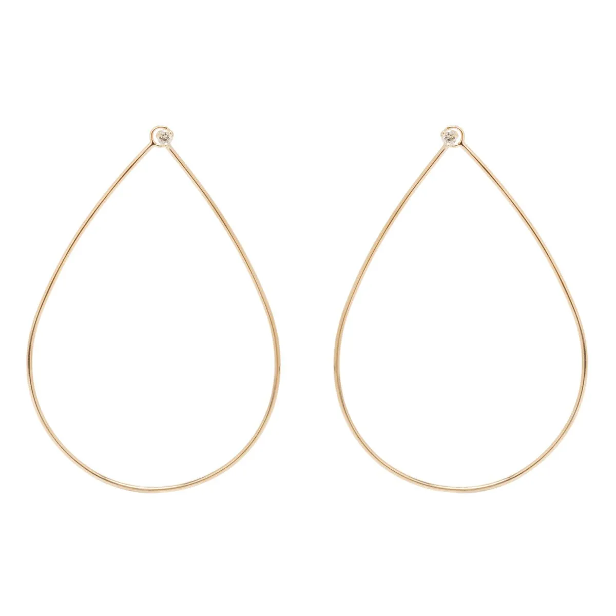 Large Teardrop Earrings with Prong Setting, Front-Facing