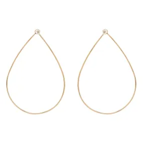 Large Teardrop Earrings with Prong Setting, Front-Facing