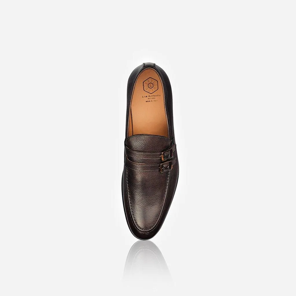 leather monk shoe brown men