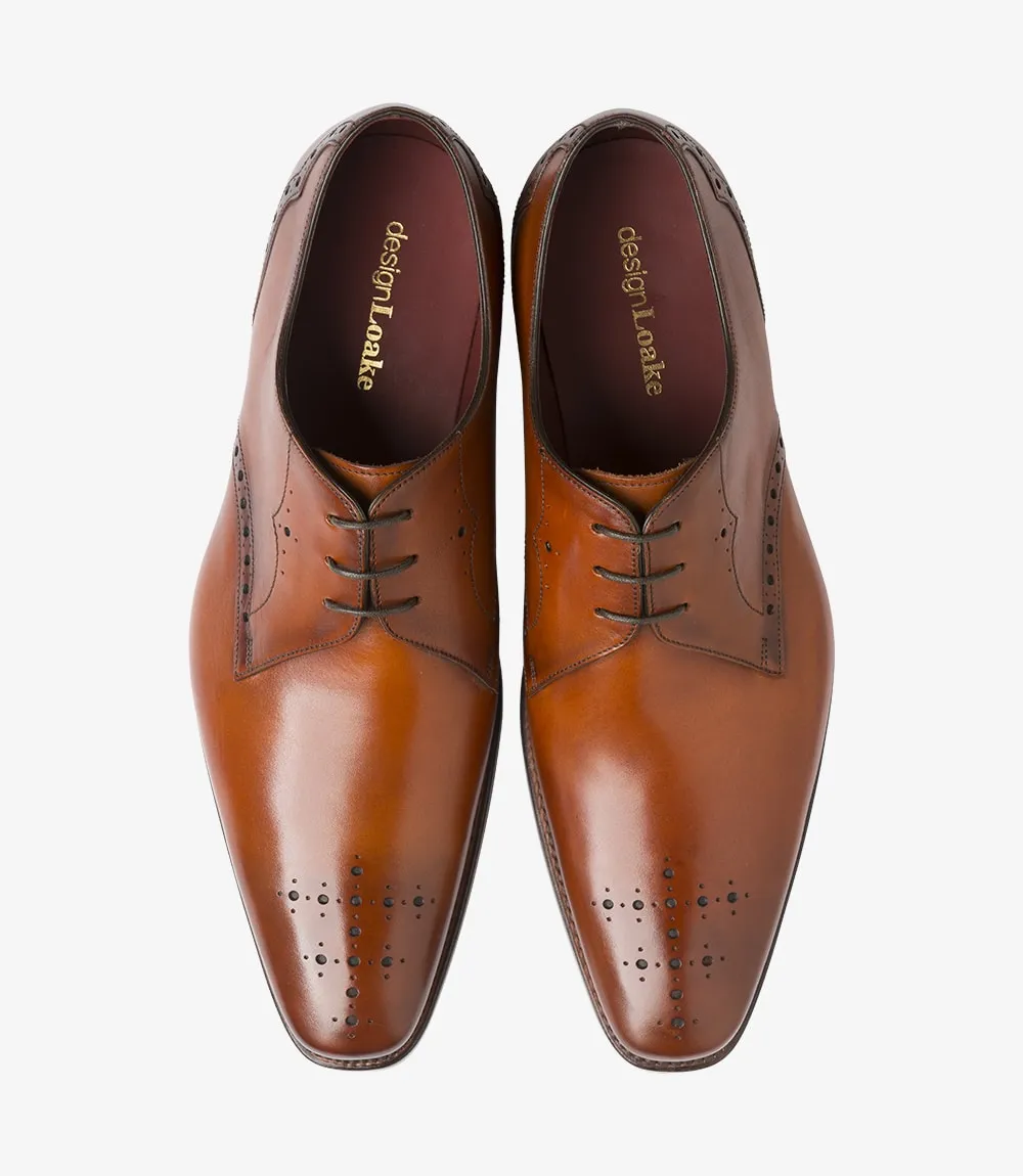 LOAKE Hannibal Chestnut Calf Derby Brogue Shoe