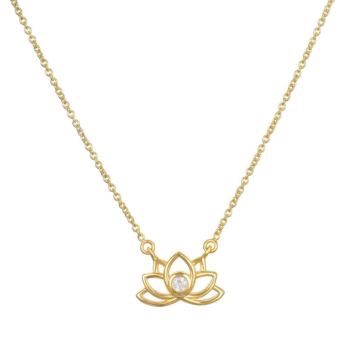 Lotus Diamond Necklace - 14kt Gold