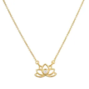 Lotus Diamond Necklace - 14kt Gold