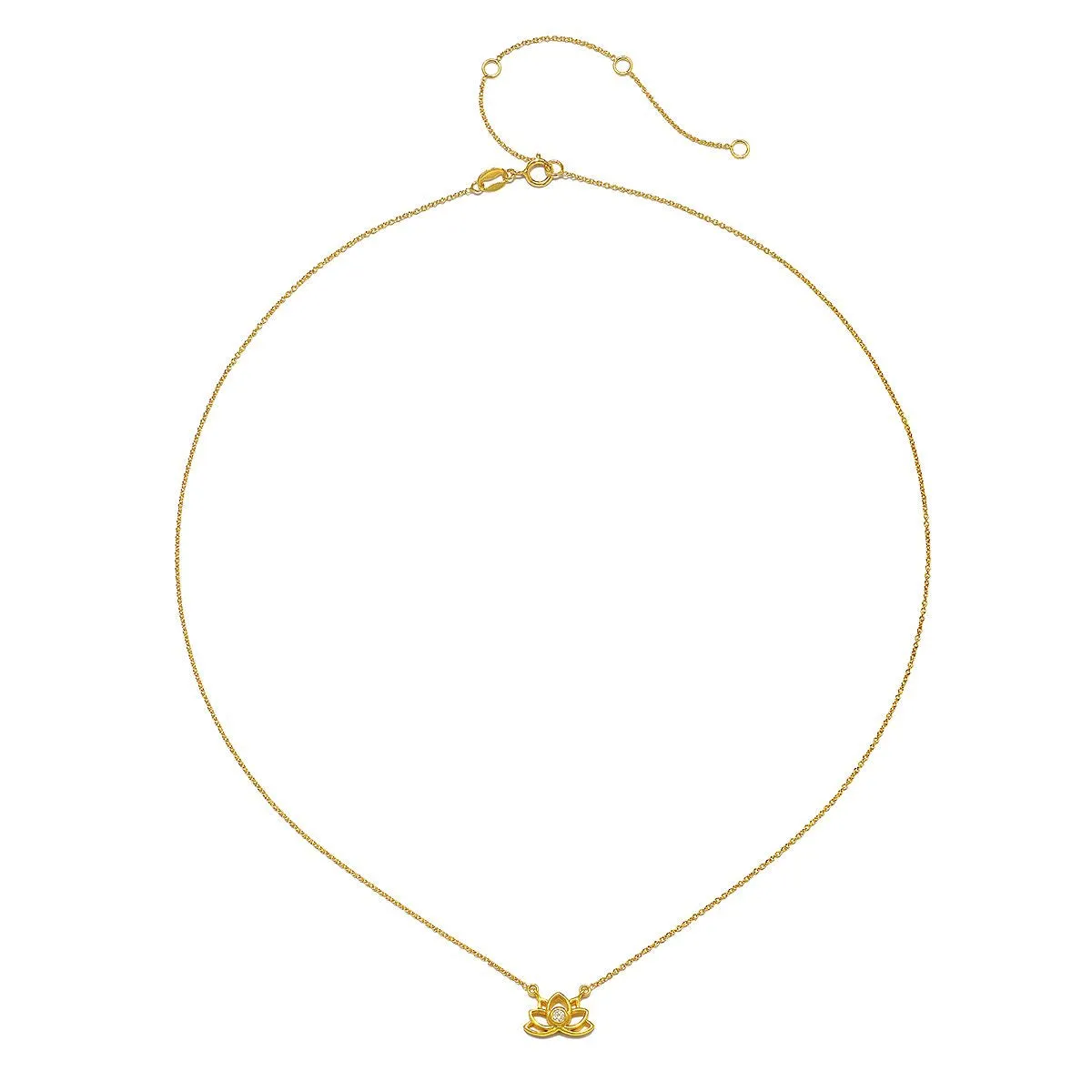 Lotus Diamond Necklace - 14kt Gold