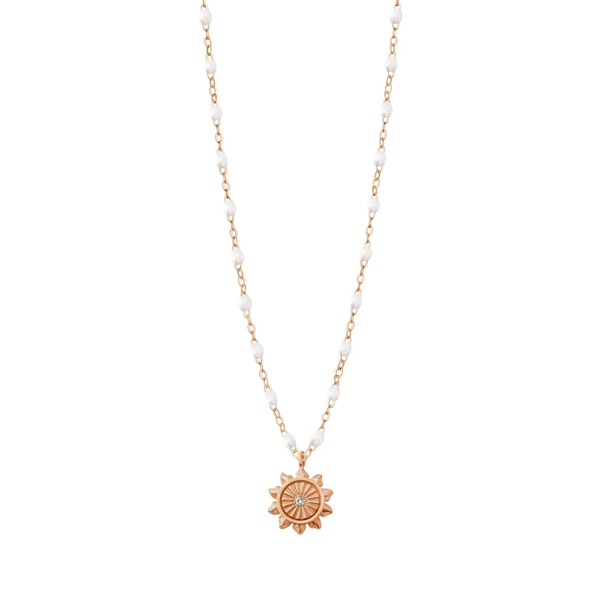 Lucky Sun White Diamond Necklace, 16.5, Rose Gold