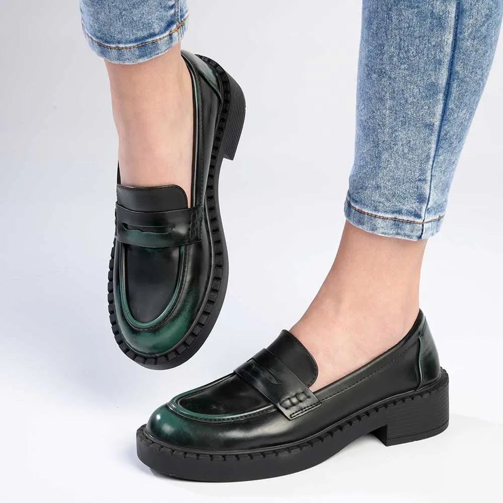 Madison Pia Emerald Green Slip On Brogue