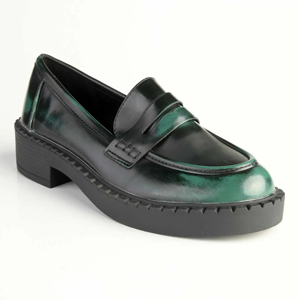 Madison Pia Emerald Green Slip On Brogue