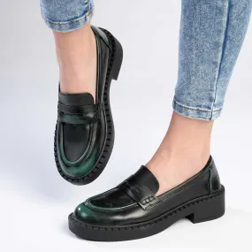 Madison Pia Emerald Green Slip On Brogue