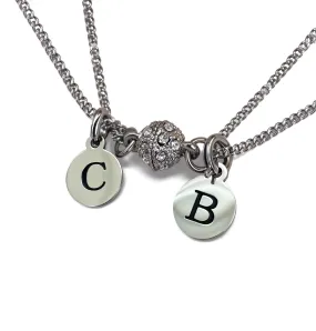 Magnetic Couple Necklaces with Custom Initial Letters