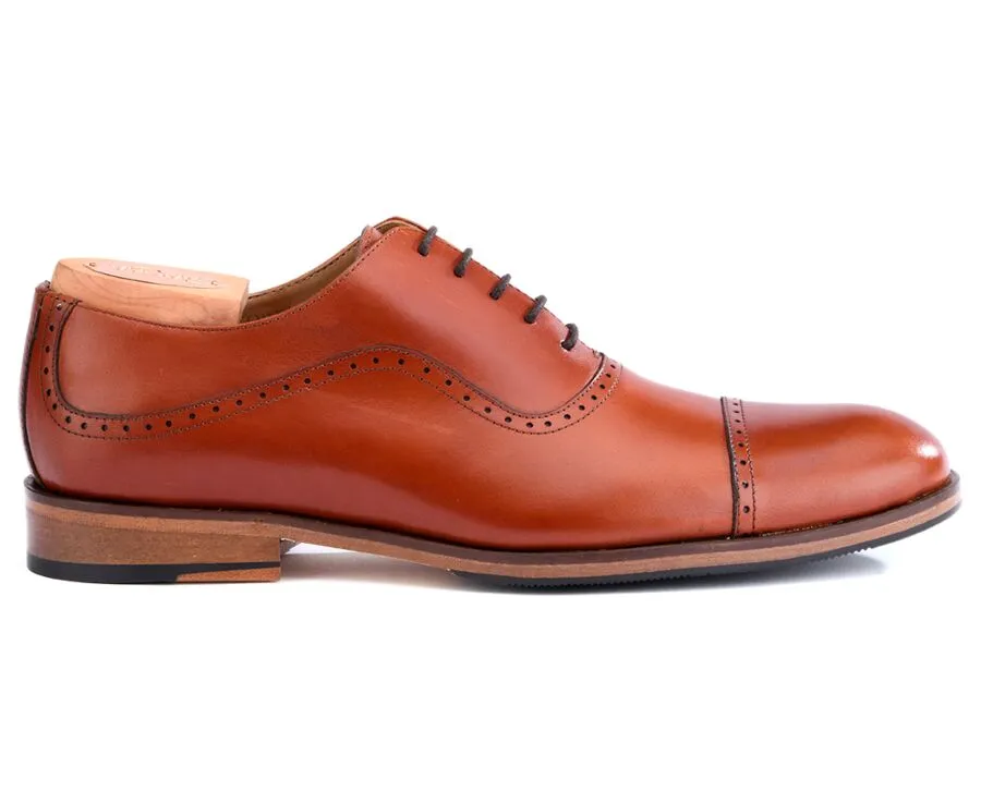 Mahogany Oxford Shoes - Leather Outsole - Rubber Pad - Corby Patin