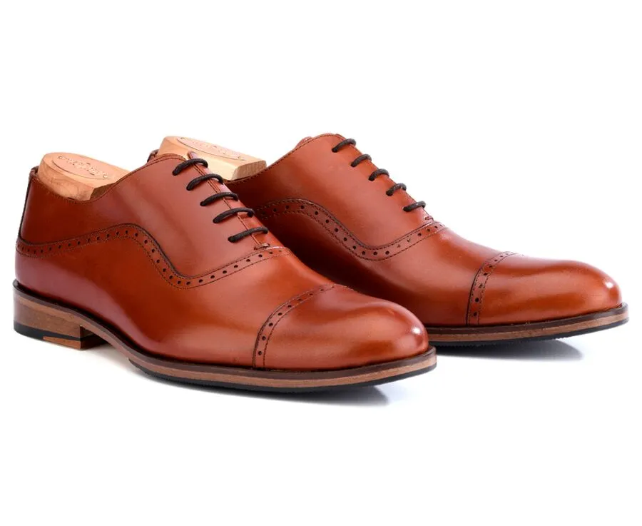 Mahogany Oxford Shoes - Leather Outsole - Rubber Pad - Corby Patin