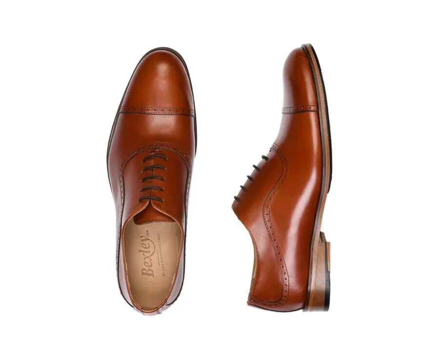 Mahogany Oxford Shoes - Leather Outsole - Rubber Pad - Corby Patin