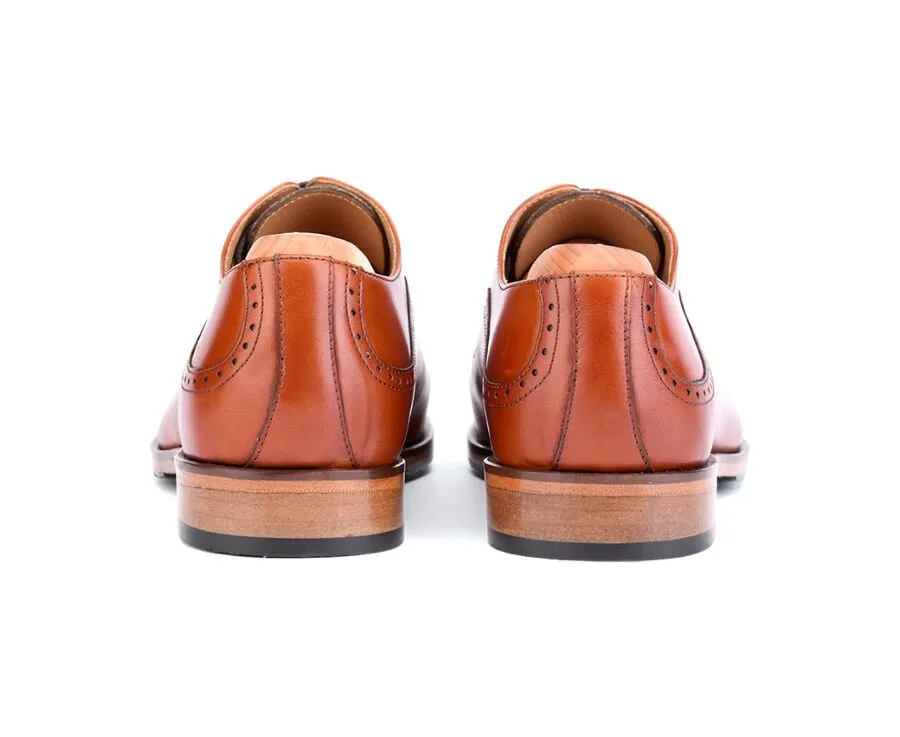 Mahogany Oxford Shoes - Leather Outsole - Rubber Pad - Corby Patin