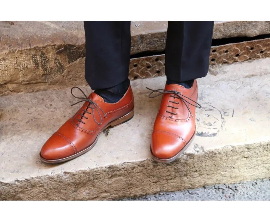 Mahogany Oxford Shoes - Leather Outsole - Rubber Pad - Corby Patin