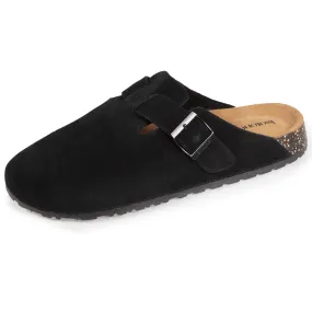 Men's Black Leather Slippers Mules