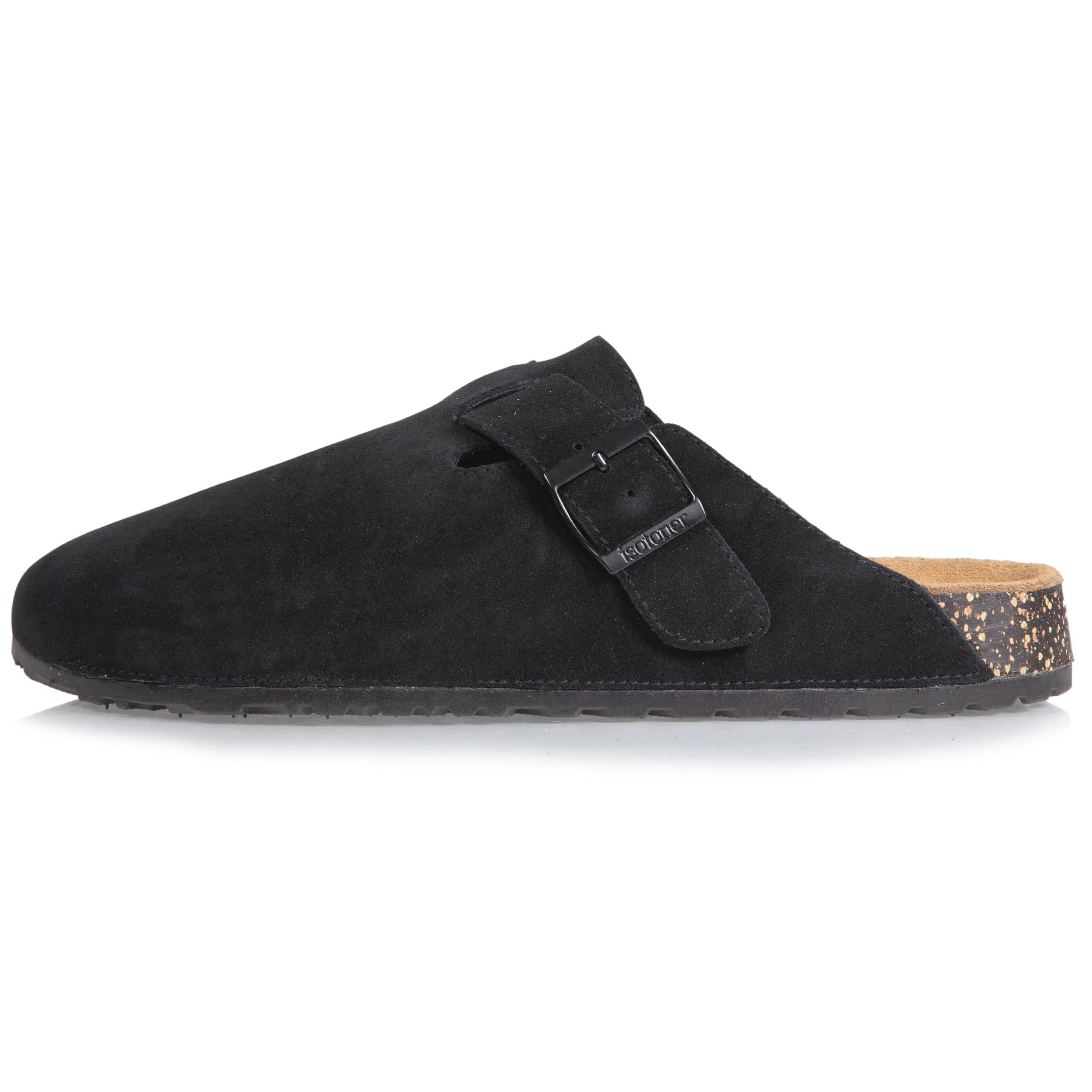 Men's Black Leather Slippers Mules