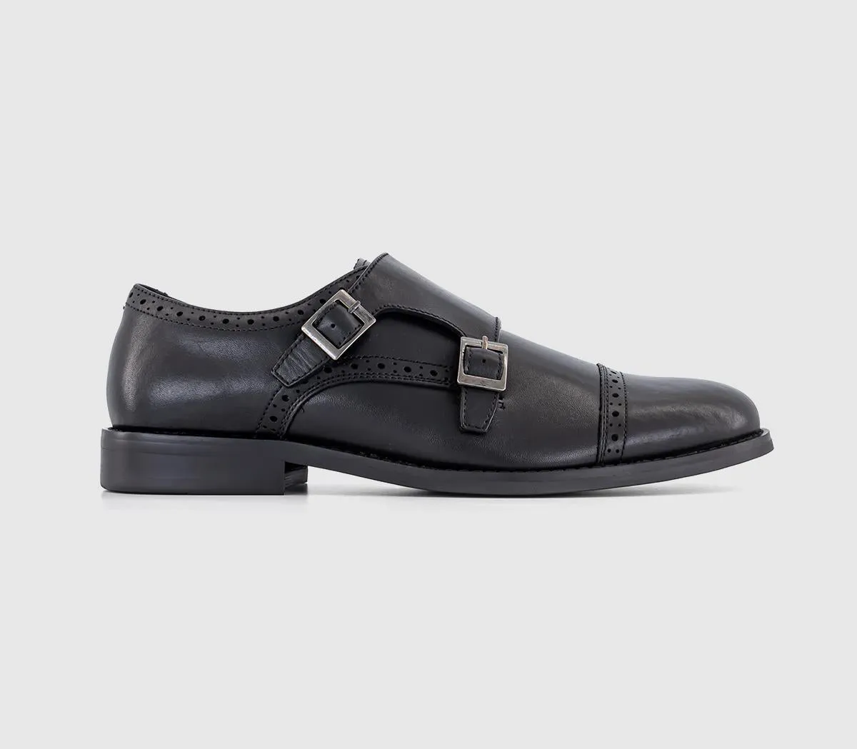 Mens Office Myles Monk Strap Black Leather