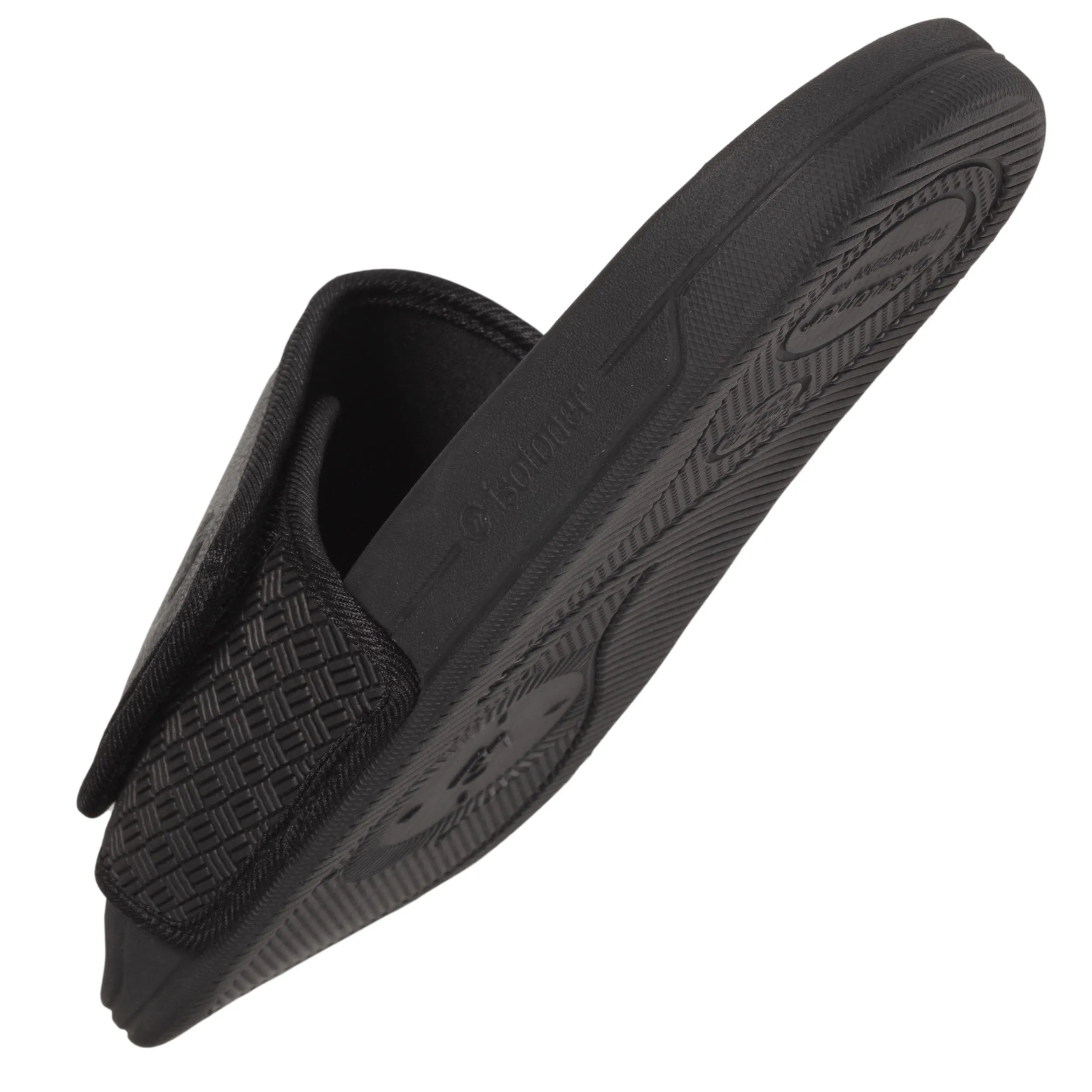 Men's velcro black mule slippers