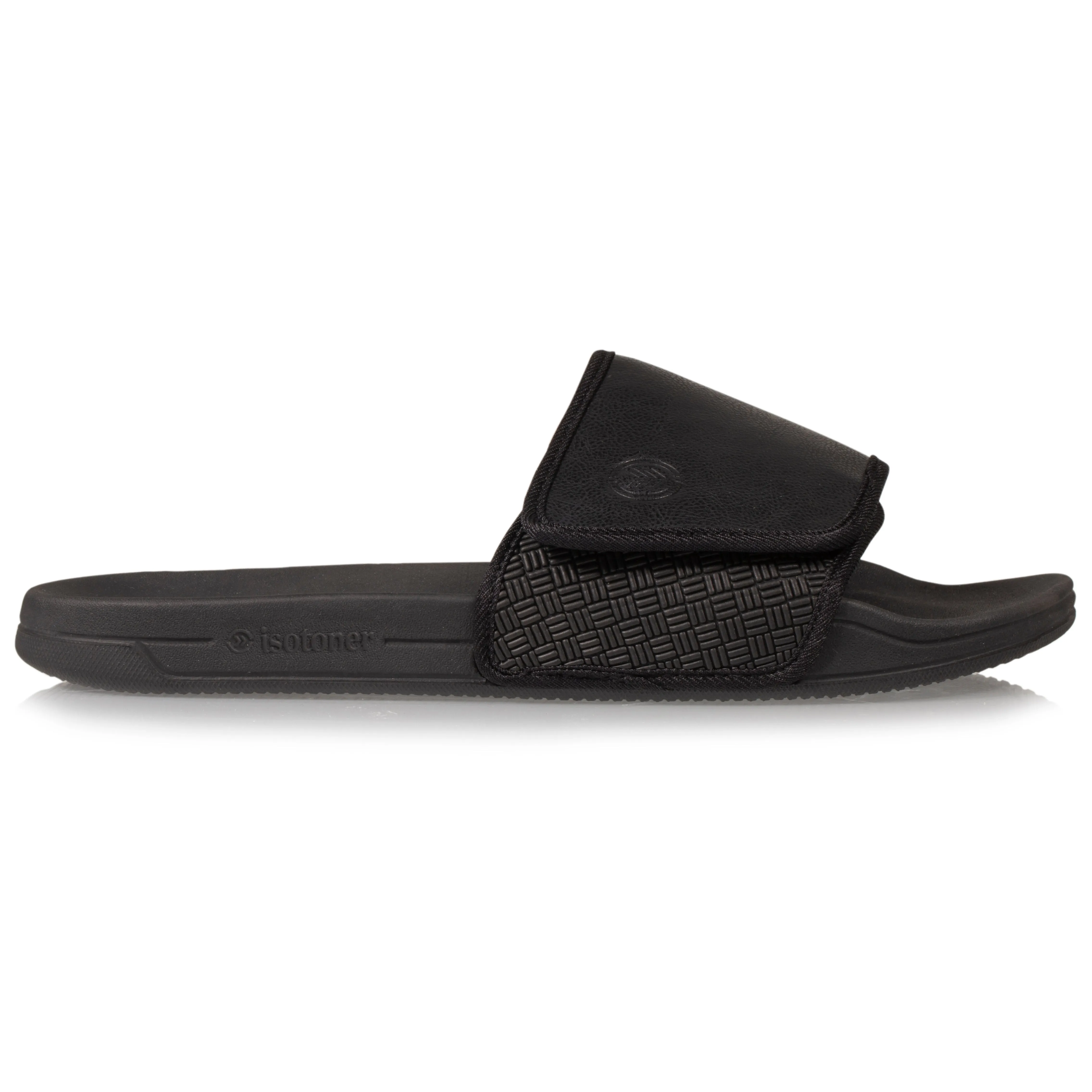 Men's velcro black mule slippers