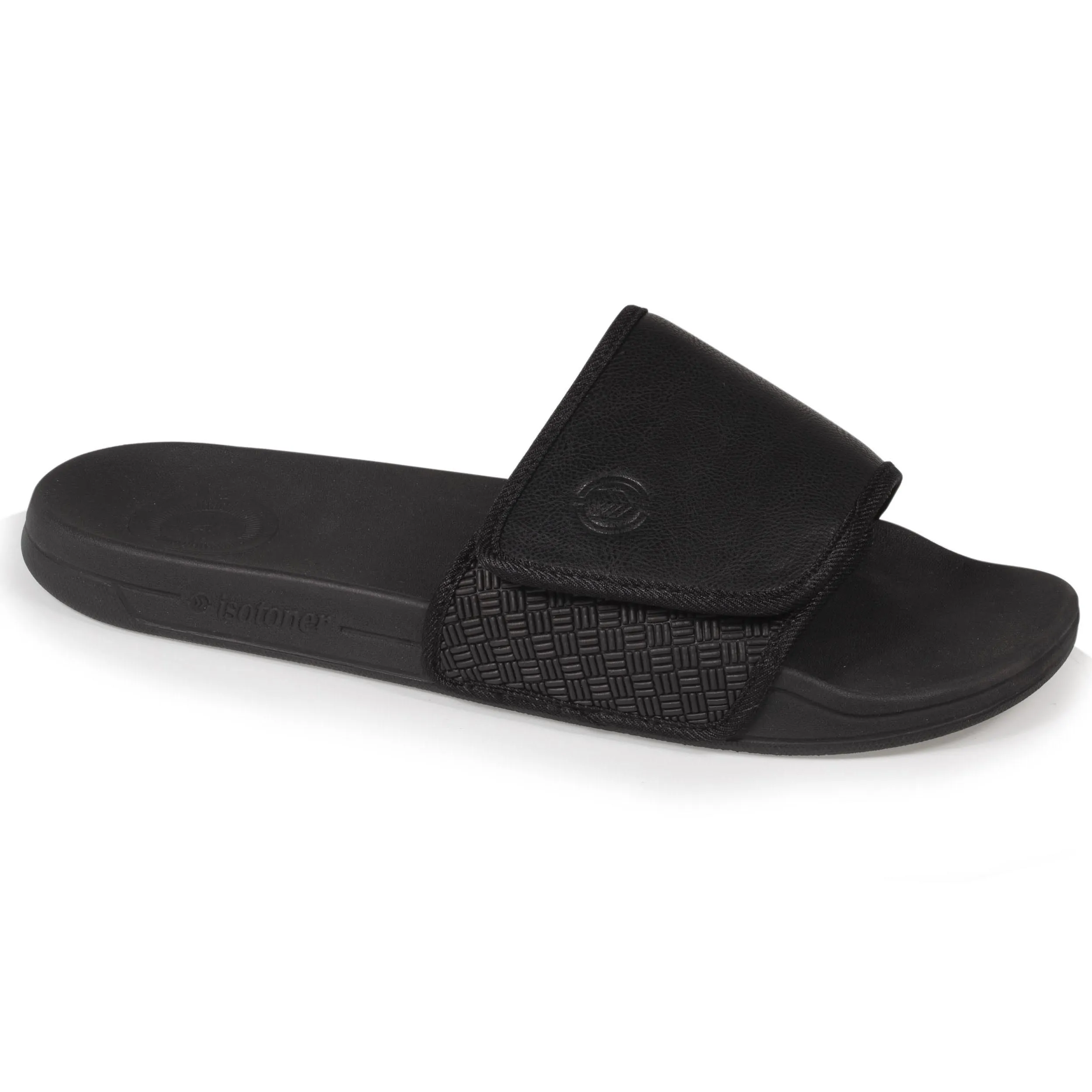 Men's velcro black mule slippers