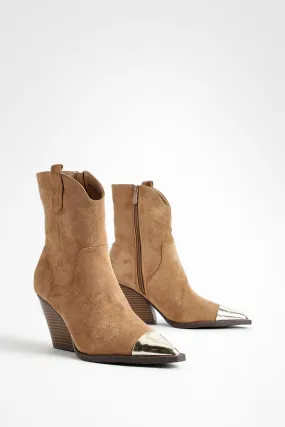 Metal Toe Cap Western Cowboy Ankle Boots