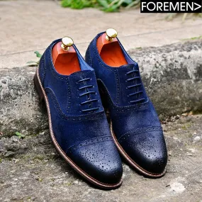 Midnight Blue Suede Oxford Shoes by IVY