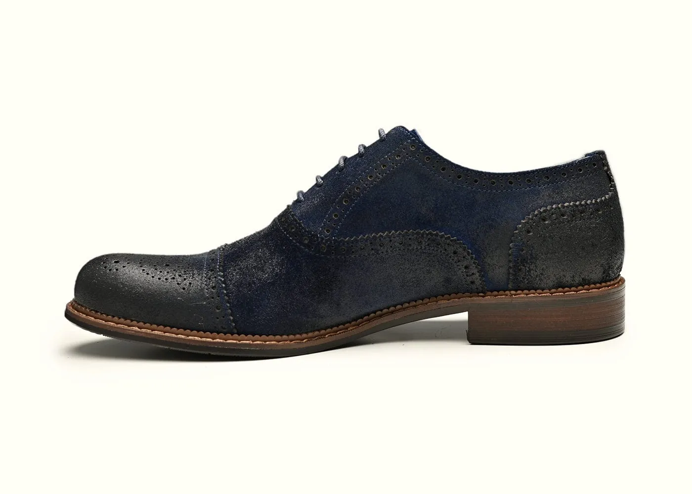 Midnight Blue Suede Oxford Shoes by IVY