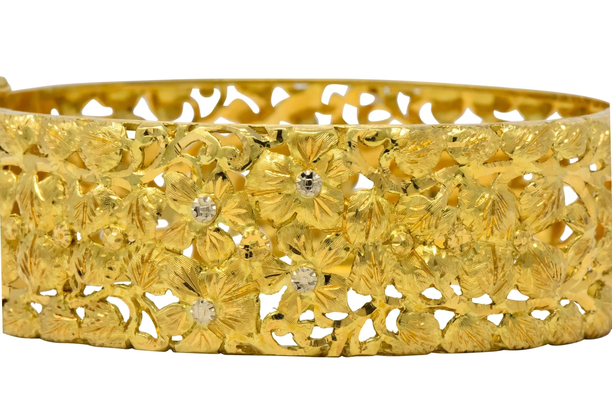 Milor 18K Gold Hinged Bangle Bracelet