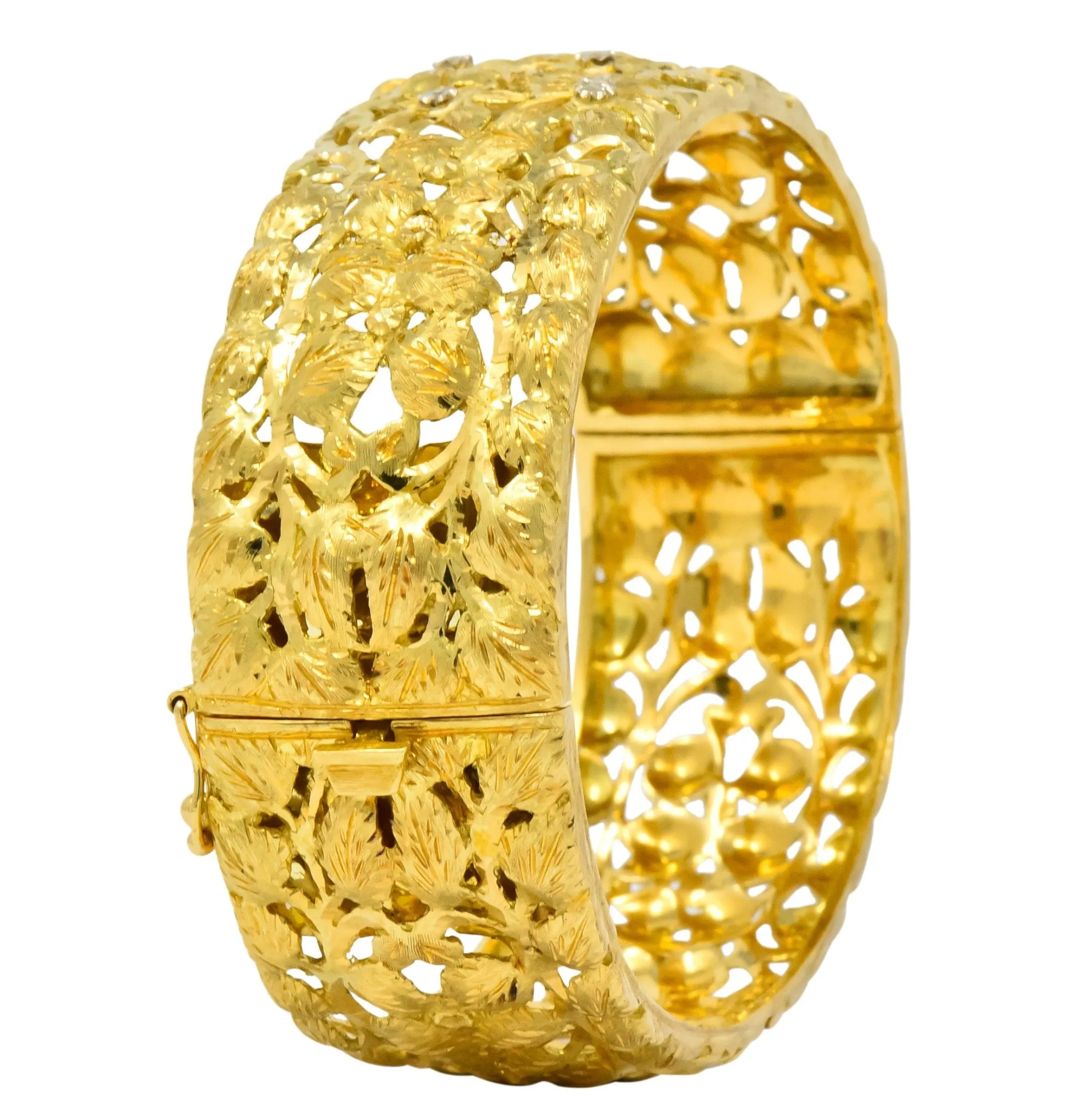 Milor 18K Gold Hinged Bangle Bracelet