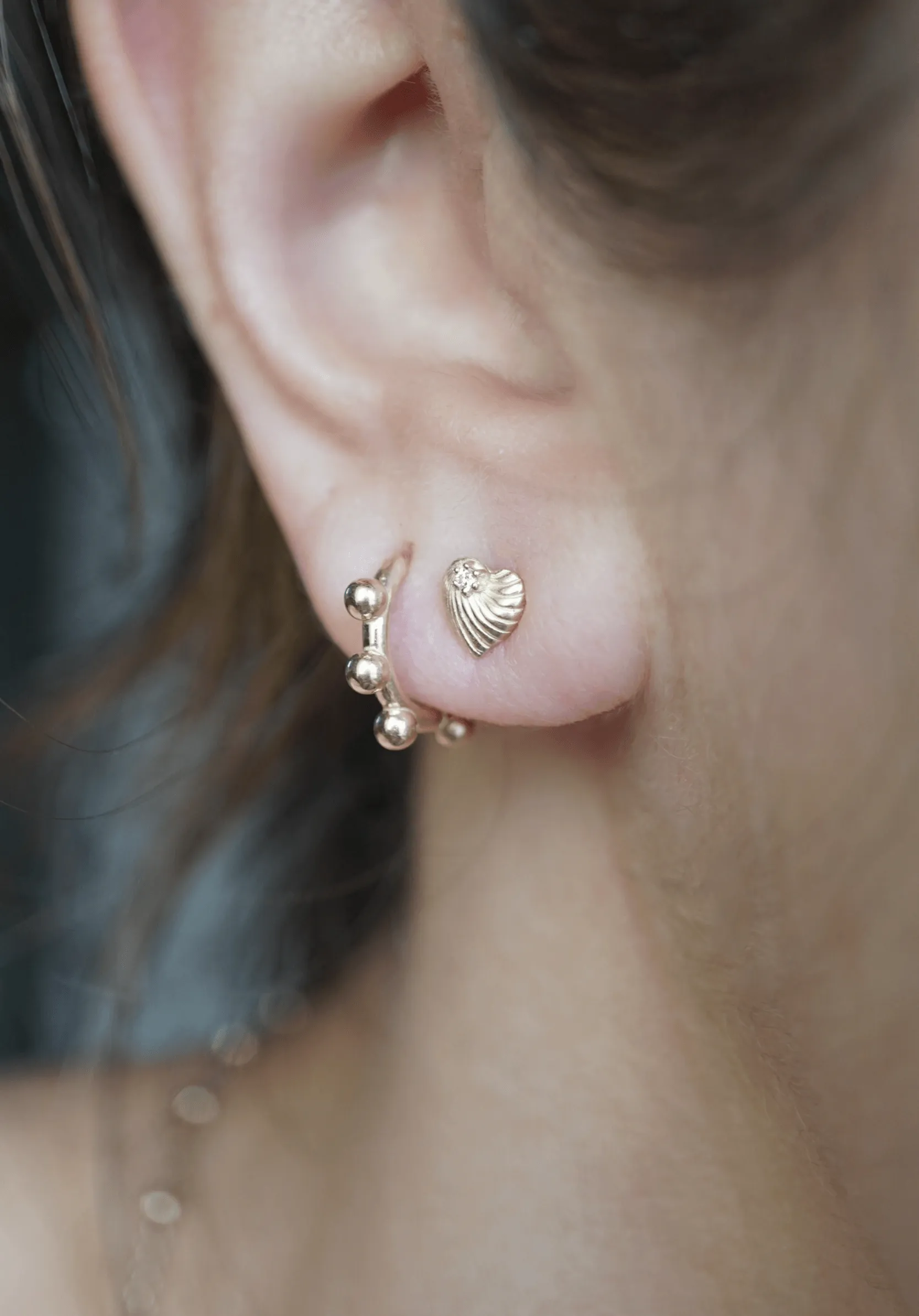 Mini Diamond Heart Shell Studs - Buy Online at Affordable Prices!