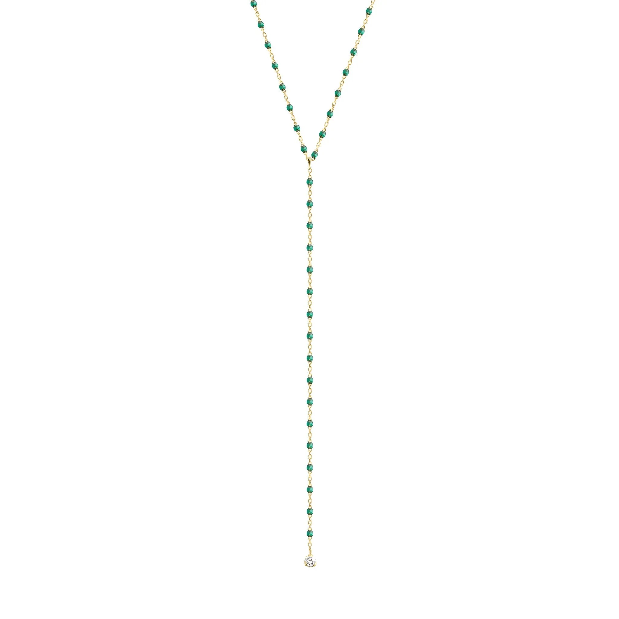 Mini Gigi Y Party Emerald necklace, Yellow Gold, 19.7 - Shop now for the stunning Mini Gigi Y Party Emerald necklace in Yellow G