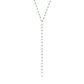 Mini Gigi Y Party Emerald necklace, Yellow Gold, 19.7 - Shop now for the stunning Mini Gigi Y Party Emerald necklace in Yellow G