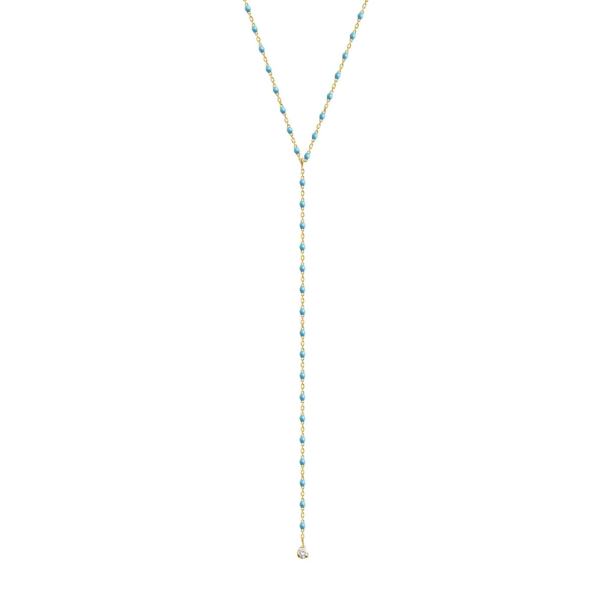 Mini Gigi Y Party Turquoise Necklace, Yellow Gold, 19.7 inch