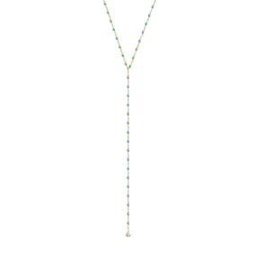 Mini Gigi Y Party Turquoise Necklace, Yellow Gold, 19.7 inch