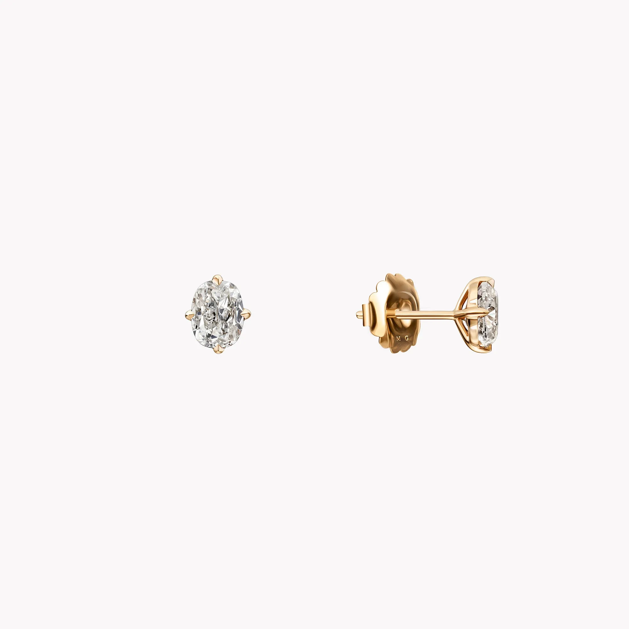 Modern Antique Cushion Diamond Stud Earrings