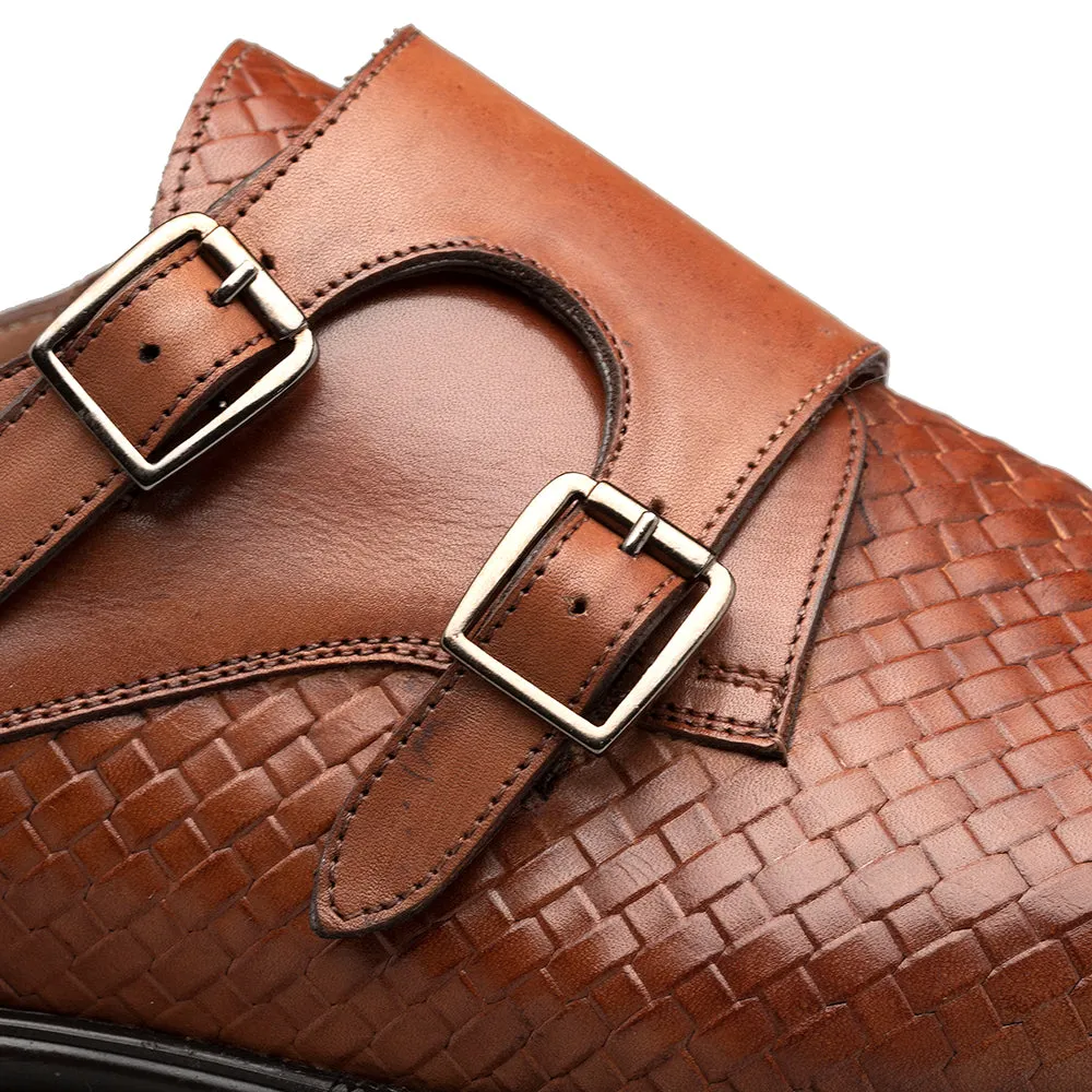 Monk Strap Shoes with Embossed Rubber Sole