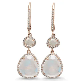 Moonstone and Diamond Drop Hoop Earrings-Offering the Best Styles for Your Jewelry Collection.