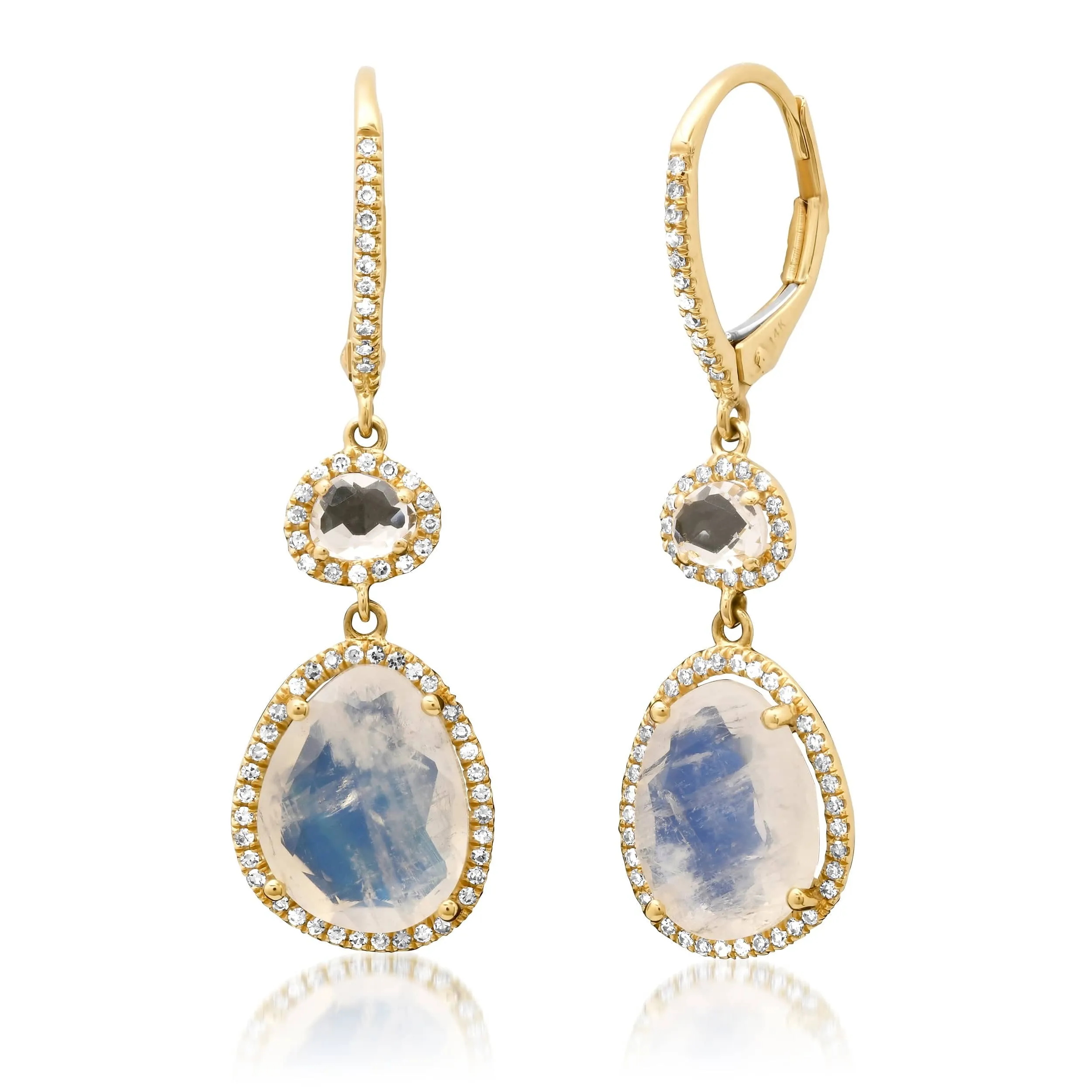 Moonstone and Diamond Drop Hoop Earrings-Offering the Best Styles for Your Jewelry Collection.