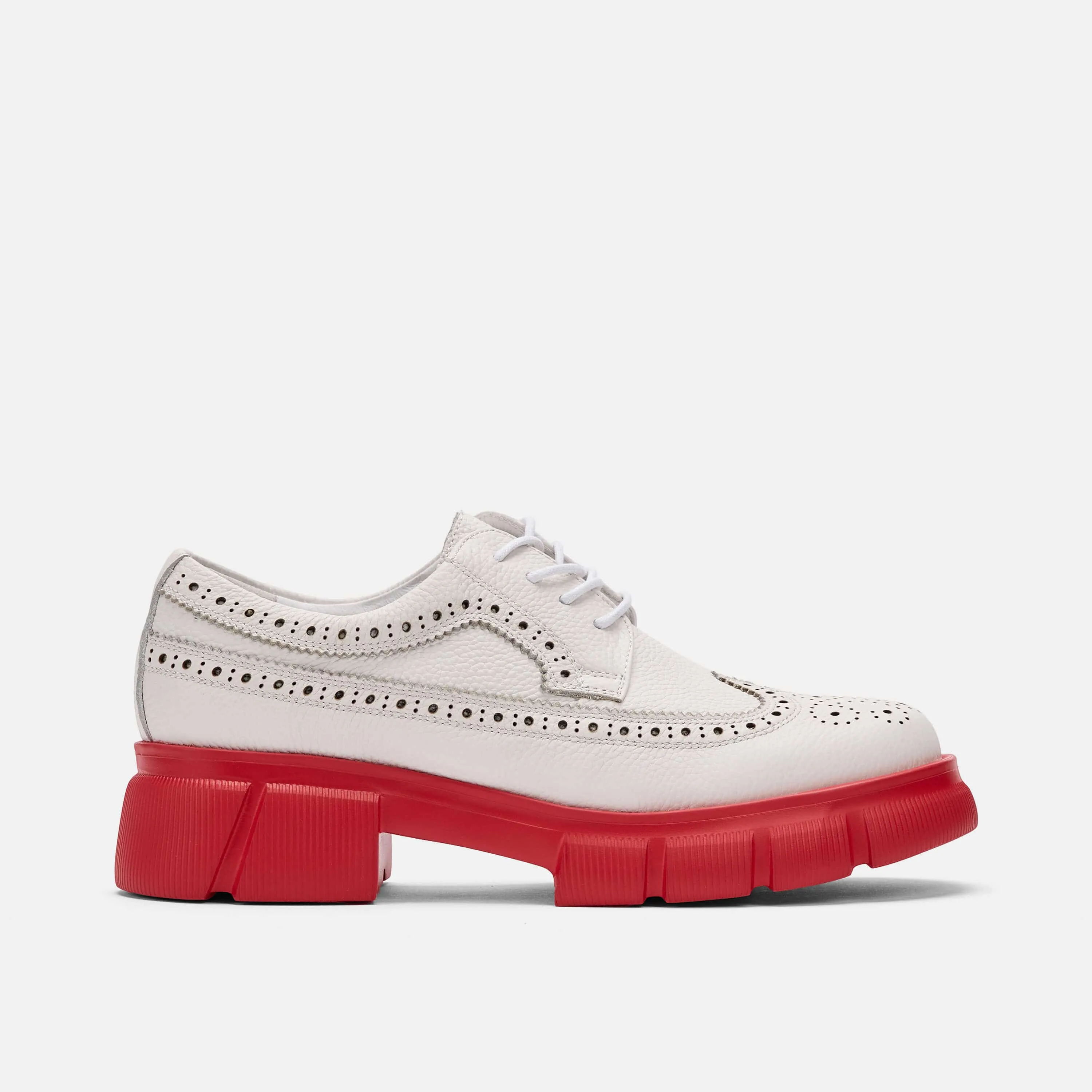 Ms. Alexander White/Red Leather Lug Wingtip Derby