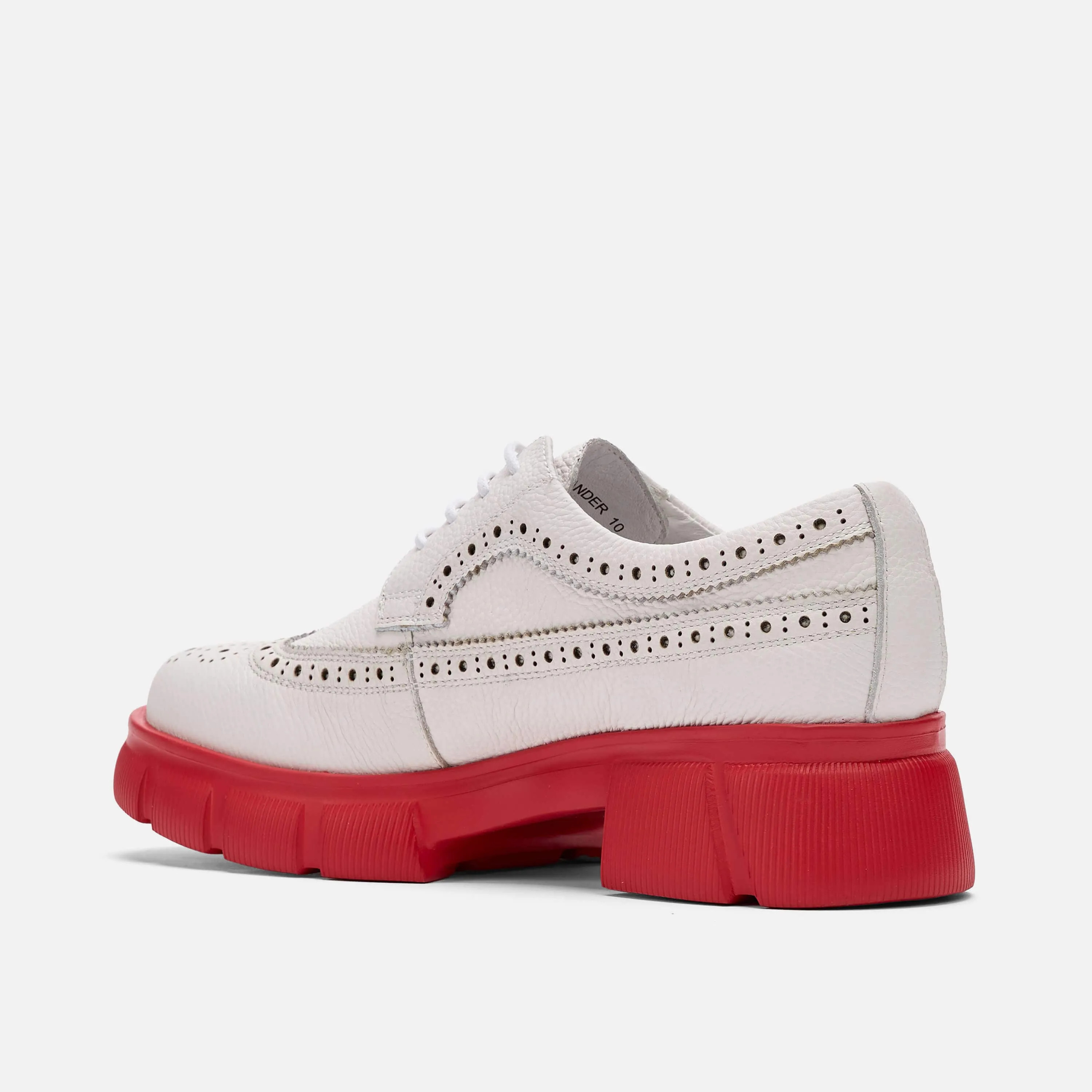 Ms. Alexander White/Red Leather Lug Wingtip Derby